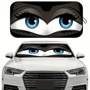 Cartoon Foldable Car Sunshade, Summer Fun Car Accessory, UV Protection, Easy Install, Fits Most Cars and Small Suvs, Car Windshield Sunshade