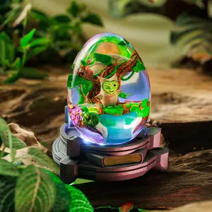 Unique TL.OZ Inspired Ornament Gift - Handcrafted Ze.lda Korok Forest Figurines - Epoxy Resin Wood Base Desk Decor Diorama - Gift for Gamers