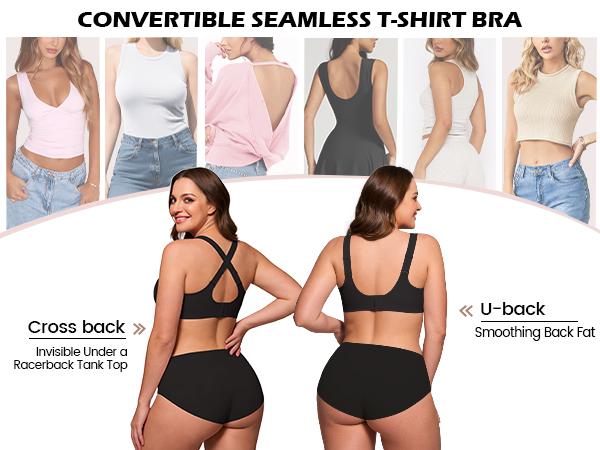 AsFairy Women's Plus Size Wire-Free Daily Bra, Wide Straps Full Coverage, Strong Support, Breathable Soft High Elasticity, Wide Side Panels Seamless Comfort, Multi-Craft Plus Size Underwear