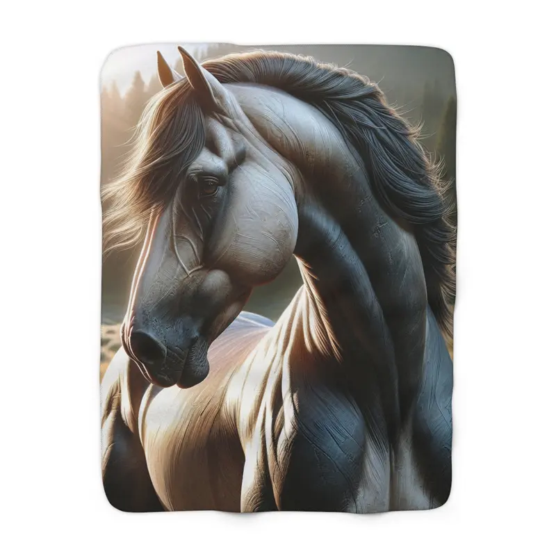 Majestic Horse Sherpa Fleece Blanket Gift For Her or For Him Beautiful Soft and Cozy Present for Animal Lovers or Farm Owners