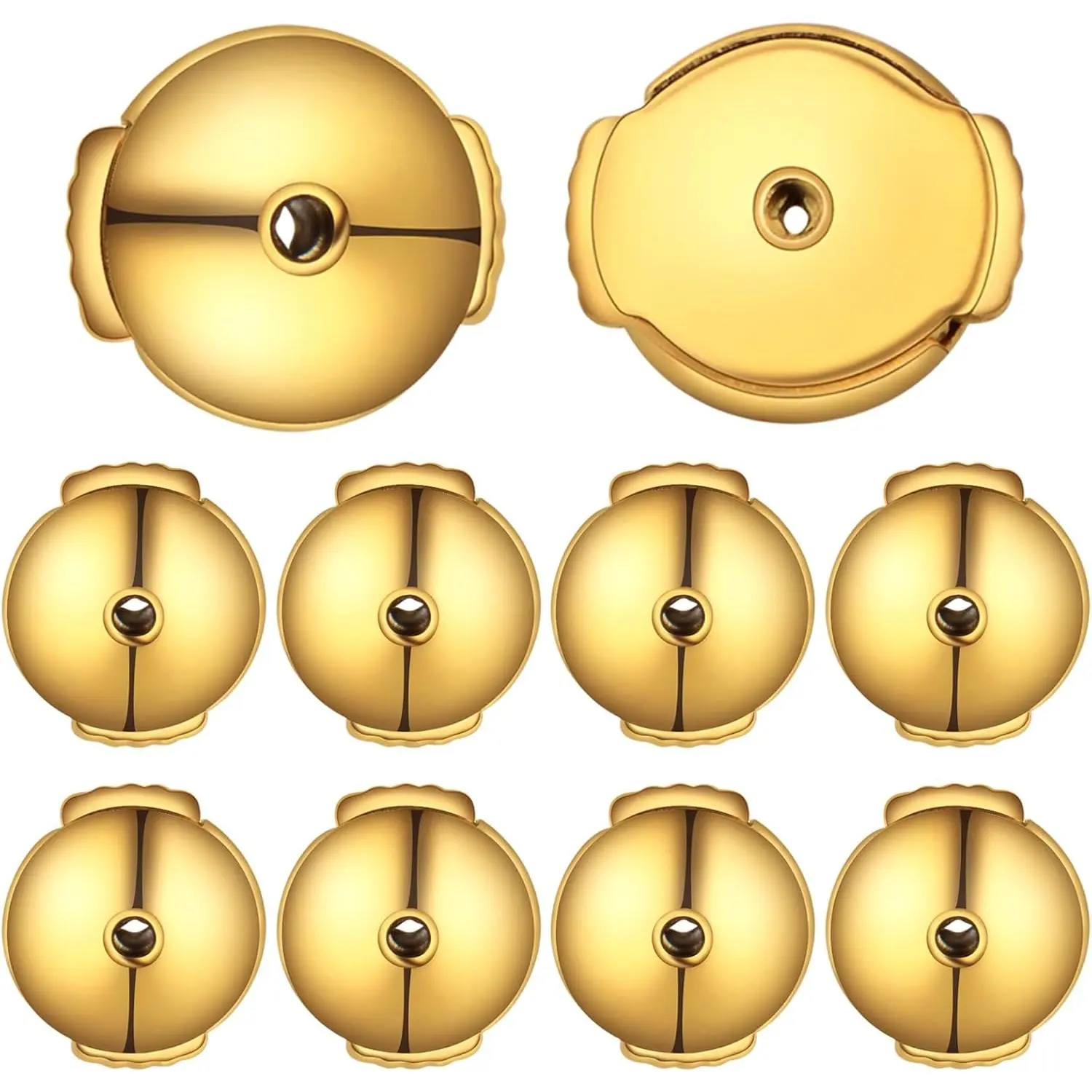 10pcs Locking Secure Earring Backs Hypoallergenic Stainless Steel Saucer Shaped Ear Backs Stoppers Replacements for DIY Studs Droopy Earrings Notched Posts
