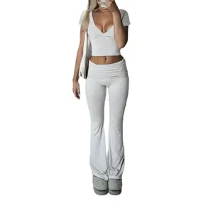 Snatched Lounge Set for Women | Soft 2 Piece Outfit | Flared Pants Matching Set