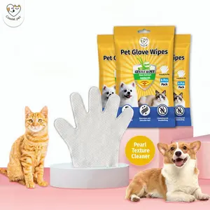 CASSIEL PET Glove Wipes No Wash Bathing Cleaning Wet for Dogs and Cats Pet Eye Ear Cat Dog Tear Stain Remover 6PCS
