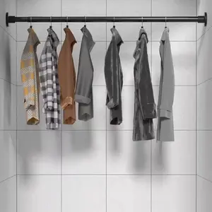 Punch-Free Telescopic Storage Rod, Metal Closet Rod, Durable Plastic Structure, Multifunctional Clothes Drying Rack, Space-Saving Organizer