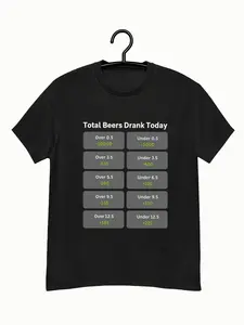 Beer Betting Meme Tee | Total Beers Drank Today Odds Graphic Shirt | Black Casual Unisex T-Shirt | Humorous Bar Social Apparel