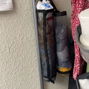1pc Wall-Mounted Trash Bag Storage Box, Washable Mesh Storage Bag, Plastic Bag Storage, Garbage Storage Containers, Home, Kitchen Supplies, Dispenser Bin, Organizer, Organization Bins