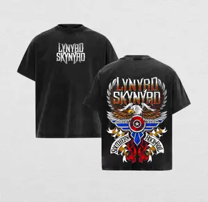 Lynyrd Skynyrd Southern Rock Shirt Hoodie & SweatShirt – Acid Wash Heavy Cotton Oversized Unisex Classic Rock Band Graphic Tee, Washed Streetwear Top