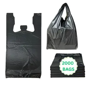 1000PCS Heavy Duty Black T-Shirt Bags – Extra Strong Plastic Shopping Bags for Grocery, Retail, Takeout
