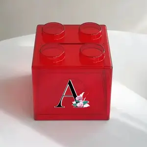 Building Block Shape Storage Box, Stackable Money Penny Bank, Coin Storage Tank, Valentine's Day Gift, Initial Name Whitemarble Pattern