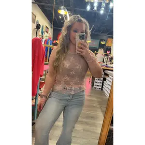 MESH LACE HIGH NECK DESIGN LONG SLEEVE FITTED TOP