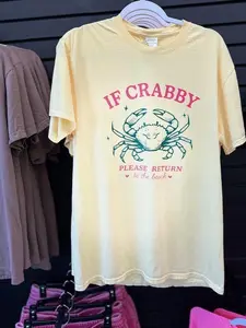 If Crabby, please return to the beach Port & CO Beach Wash Tshirt  T-shirt, Summer Tshirt, Trendy Tshirt, Viral Tshirt,