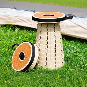 Soft Rubber Folding Stool Outdoor Portable Travel Adjustable Extensible Seat Compact Chair Small Mat for Camping Hiking