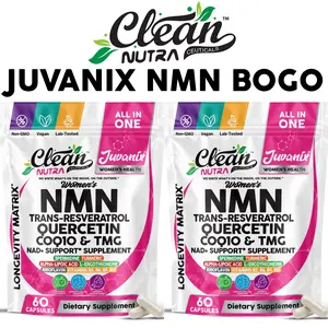 BOGO NMN Supplement 500mg NAD+ Resveratrol for Women – Buy 1 Get 1 Womens Longevity Anti Aging – NMN NAD Supplement with CoQ10 Quercetin Quercetin – Cellular Energy Brain Health – Nicotinamide Mononucleotide – Clean Nutra Juvanix