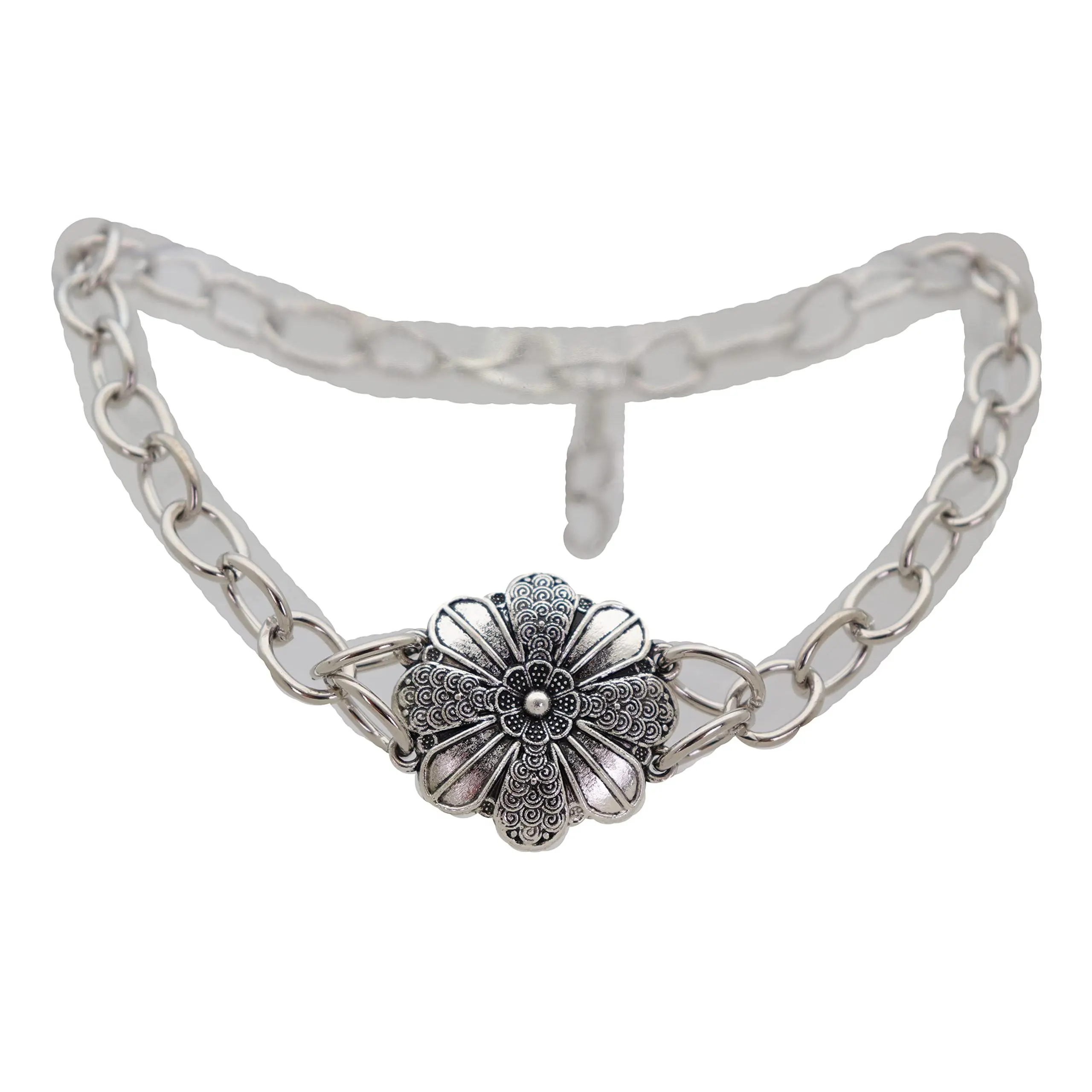 Women Western Fashion Jewelry Boot Bracelet Silver Metal Chain Shoe Anklet Filigree Flower Charm