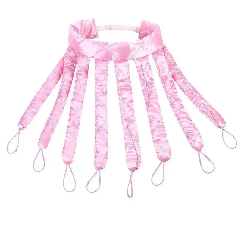 Pink Heatless Curling Rod Headband, 2026 New Upgraded Eight Claw Design Heatless Curler curls