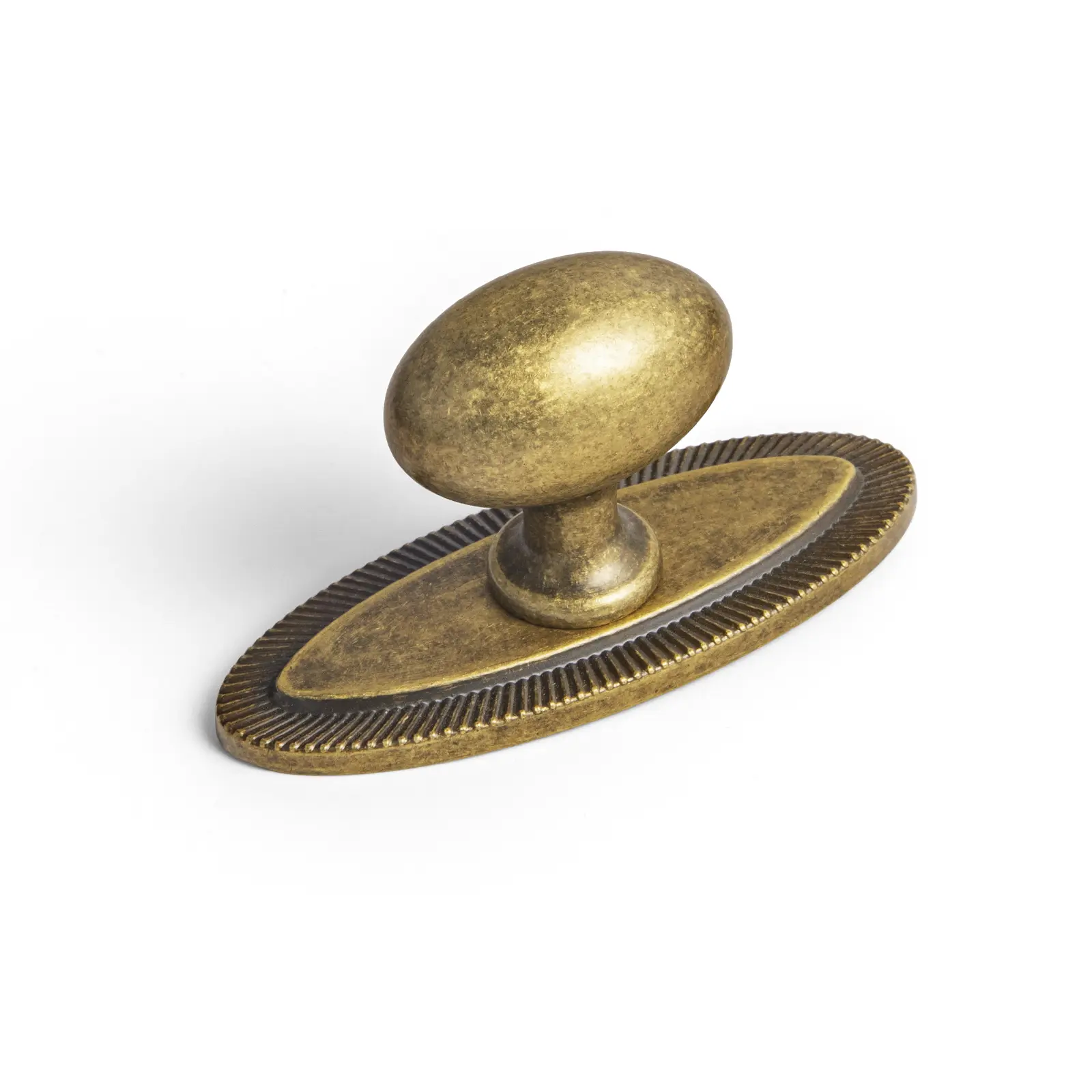 Goo-Ki Antique Brass Oval Backplate Ellipsoid Zinc Alloy Cabinet Knobs, 6-Pack Furniture Hardware for Kitchen Cupboards, Dressers