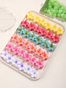 Fashionable and cute hair gripper set, gradient color jelly bauhinia flower anti-slip hair grippers, small Bauhinia flower design hair grippers suitable for women to attend parties and other activities