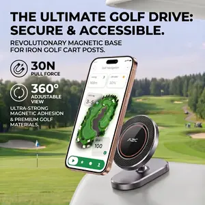 A2C Alloy Magnetic Golf Cart Phone Holder Compatible with MagSafe iPhone 16 Pro Max Plus 15 14 13 12 Mini Fits EZGO, Club Car, Yamaha, Icon, Golf Cart Accessories Essentials Gift for Friend Men Women Silicone Desk Mount