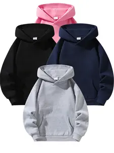 Men's Basic Long-Sleeve Hoodie Sweatshirt, Regular-Fit Soft Breathable Polyester Pullover, Durable Stylish Menswear for Everyday Wear & Sports, Machine-Washable Casual Outdoor-Urban Street Tops (Gray/Black/Blue)
