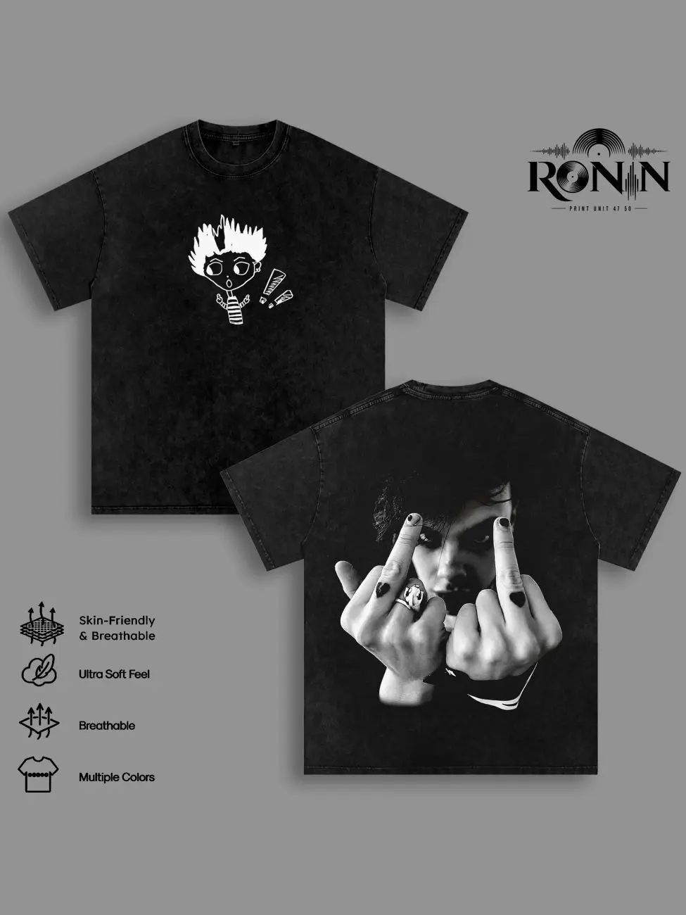 YUNGBLUD Vintage Washed Graphic T Shirt, Double Sided Alternative Rock Band Tee, Oversized Heavyweight Cotton Streetwear, Unisex Concert Music Fan Shirt IZ7