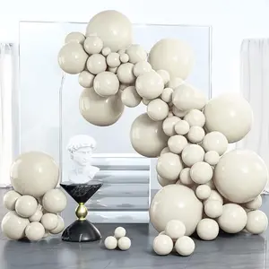 PartyWoo White Sand Balloons 100 pcs Different Sizes Pack of 18 12 10 5 Inch Off White Beige Cream Ivory Balloon Arch Kit Garland for Wedding Bridal Baby Shower Birthday Party Decorations White-F12