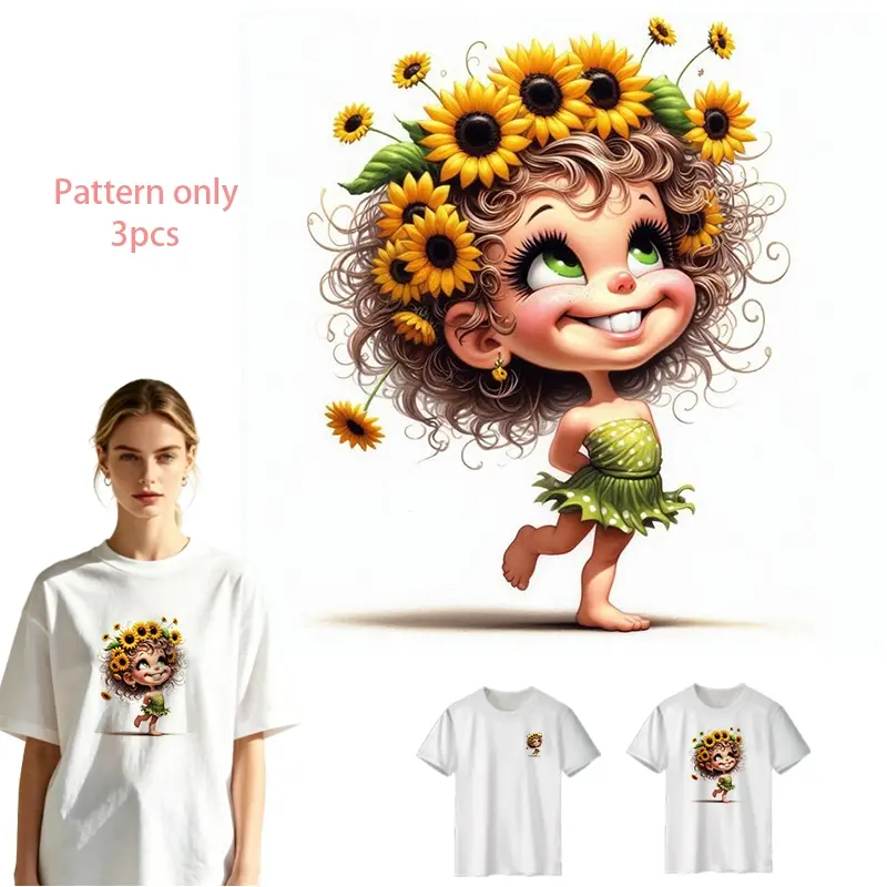 Vintage Denim Hat with Sunflower Pattern DTF Heat Transfer Vinyl - Washable, Durable PVC Design for T-shirts, Jeans, Hoodies, Backpacks, Creative Fashion Sticker
