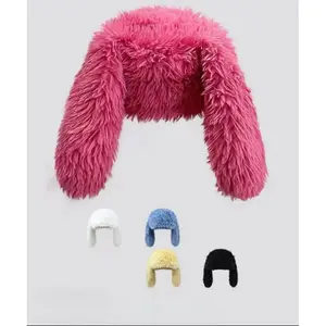 Unisex Cute Long Bunny Ear Thickened Fisherman Hat - Warm Ear Protection Fashion Street Accessory, Christmas Gift, Unisex Names