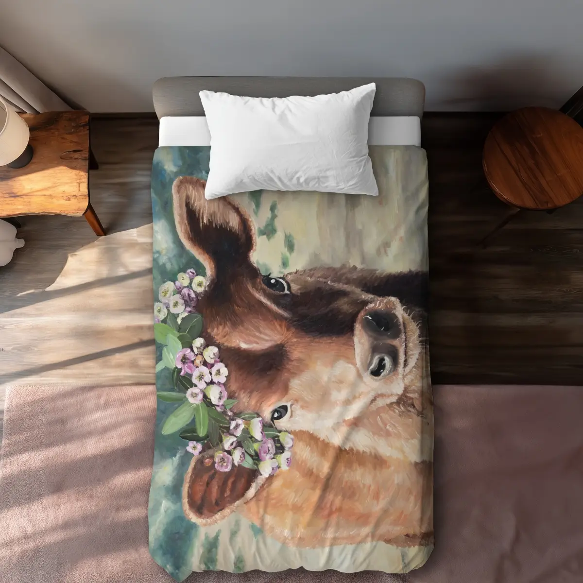360 stand Twin Size Cute Jersey Cow Duvet Cover - Bedroom Bedding Set, Bed Comforter Set, Animal-Themed Home Decor Textiles & Soft Furnishings, Comfortable Duvet Covers, Decorative Duvet Cover, Duvet Cover Sets
