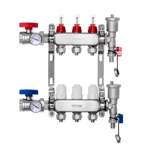 【fathersdaygift】VEVOR 3-Branch Radiant Heat Manifold,1/2" PEX Tubing ManifoldStainless Steel PEX Manifold for Hydronic Radiant Floor HeatingRadiant Heat PEX Manifold Kit with 1/2" Adapters Included
