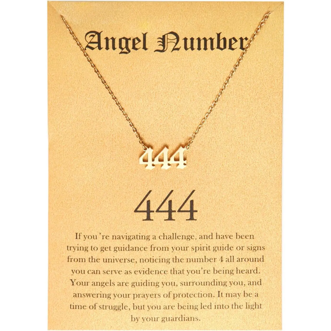 Old English Angel &amp; Number Necklace Numerology Jewelry for Women  Stainless Steel
