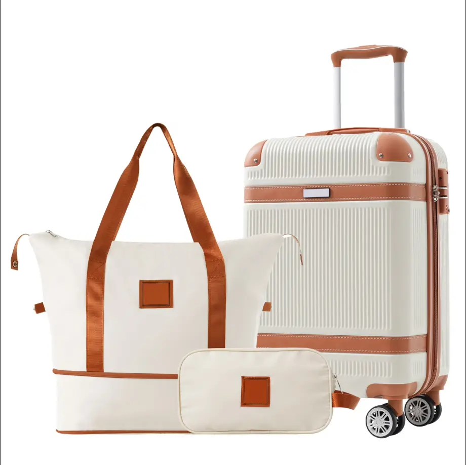 EUROCO 3 Piece Luggage Set, 20" Carry-on Suitcase with TSA Lock and Double Spinner Wheels, Hardshell Lightweight Luggage Set for Men Women