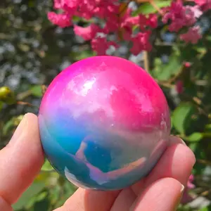 Ciotton Candy Aura Jade Crystal Sphere - Colorful Sphere with Rainbow Design, Lightweight and Elegant Finish