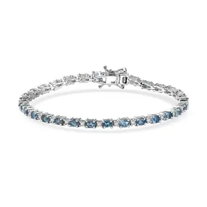 Santa Maria Aquamarine and Moissanite 4.90 ctw Blue Legacy Bracelet in Rhodium Over Sterling Silver 7.25 In Christmas Gifts