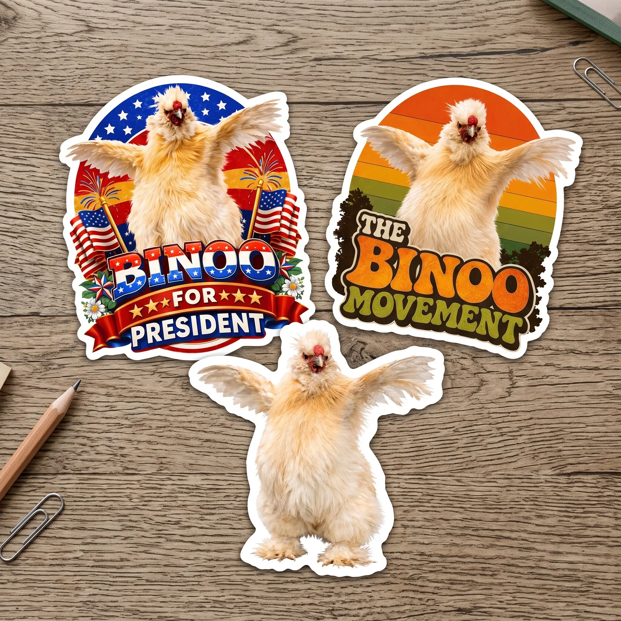 Cute Funny Chicken Vinyl Sticker The Bingo Movement Retro Farm Animal Waterproof Decal for Laptop Tumbler Water Bottle Gift