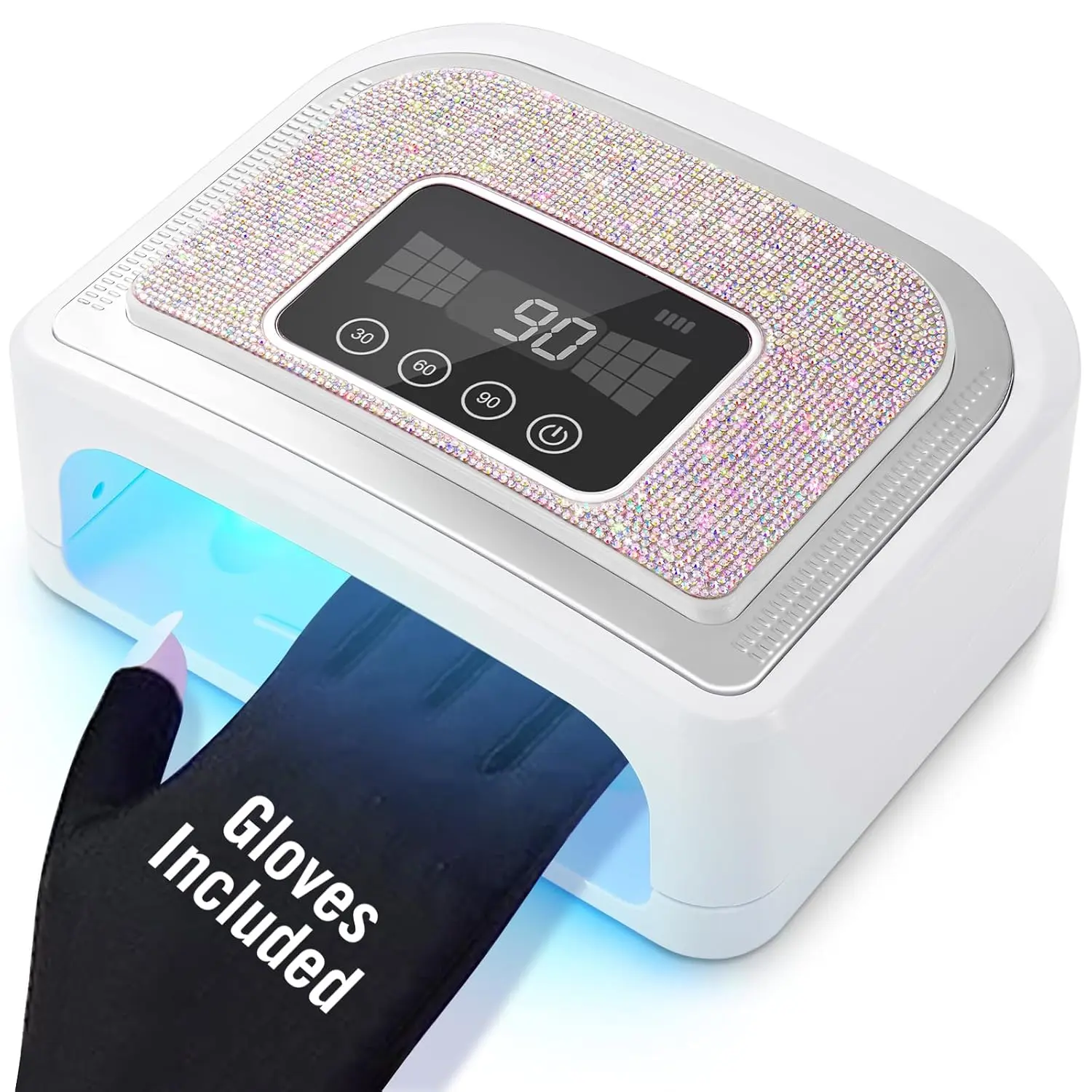 Cordless Nail Lamp, 120W Rechargeable UV Nail Lamp for Gel Nails, LED Nail Lamp with 4 Timer Modes, Gel Nail Light Decorate with Sparkling Nail Rhinestones Diamond