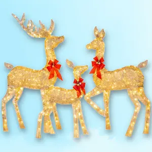 Best Choice Products 3-Piece Lighted Christmas er Set Outdoor Yard coration wh 360 LED Lights, Stakes