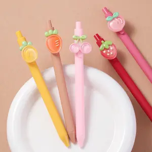 5/10pcs Cute Fruit Colored Round Ballpoint Pen with Stretchable Black Writing Office Signature Pen Simple Fruit Neutral Pen Student Back to School Gift(1.0mm Black Ink )