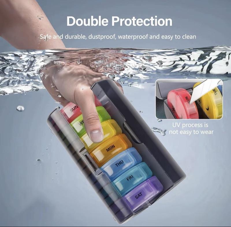 Weekly Pill Organizer, Medicine Organizer, Supplement Organizer, 7-day Large Capacity Pill & Vitamin Storage Box, Summer Essentials Portable Pill Box for Travel & Home Use, Organizer Storage
