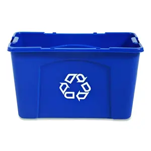 212 MAIN Stackable Rectangular Plastic Recycle Bin - 18gal Stackable Bins, Blue (Model Rcp 571873BE)