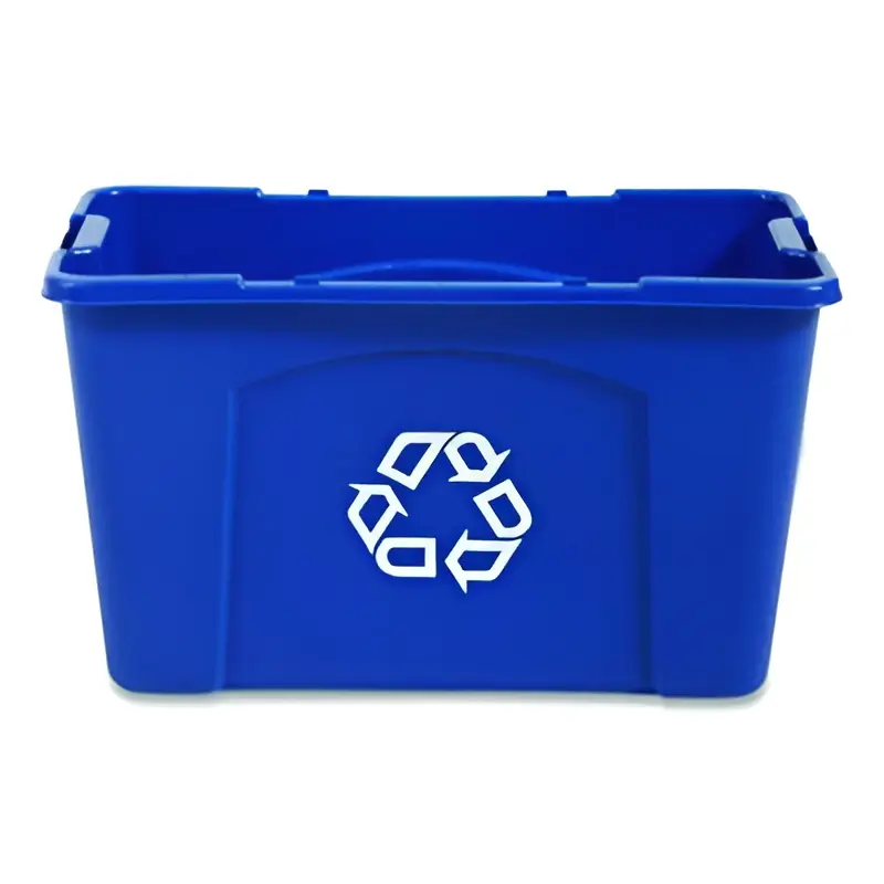 Rubbermaid Commercial Stacking Recycle Bin, 18 gal, Polyethylene, Blue