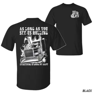 Trucker Rolling T-Shirt, Black & White Semi Truck Graphic Tee, Classic Long Haul Trucker Shirt for Truck Drivers & Diesel Fans, Gift for Blue Collar Men