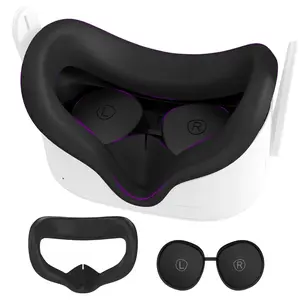 VR Silicone Cover with Lens Covers Protectors, Waterproof Washable VR Silicone Cover, VR Accessories for Oculus Quest 2, Wearable Devices