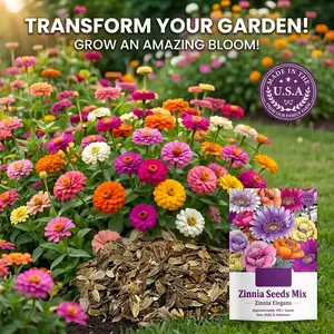 Zinnia Seeds Mix – 1000+ Non-GMO, Open-Pollinated Flower Seeds | Colorful, Easy-to-Grow Annual Blooms for Garden, Patio, Balcony & Pollinator-Friendly Containers