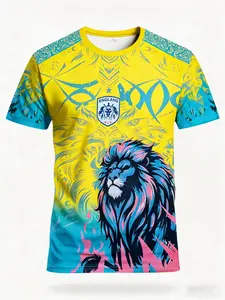 Men's England Lion Football Shirt T-Shirt, Official Team Logo, Breathable Round Neck, Short Sleeve, Perfect for Matches, Training, Fans, Daily Wear
