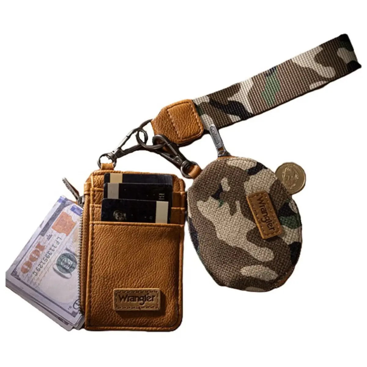 Wrangler Camo Print Dual Pouch Wristlet Wrangler Camo Print Dual Pouch Wristlet