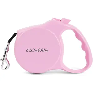 Pink Retractable Dog Leash,Strong Nylon Tape-One-Handed One Button Lock for Puppy, Cat, Pet Walking and Training,16ft Dog Walking Leash with 360°Tangle-Free Design,Anti-Slip Handle (Pink -Small)