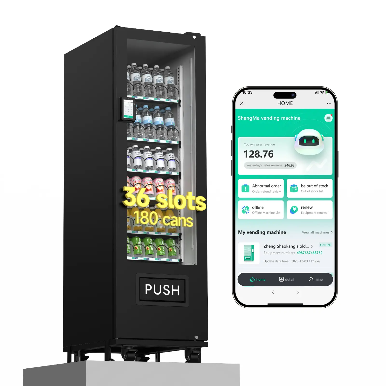 PACAU Commercial Vending Machine, Vending Machine Snacks and Drinks Combo with Credit Card & NFC Cashless Payment, Snack Drink Vending Machine for Offices Malls Schools, Wide Variety Easy Operation