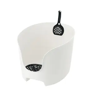 Richell  PAW TRAX High Wall Cat Litter Box - White/Black