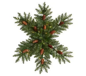 Nearly Natural 30 in. Pre Lit Snowflake Wreath40 LED