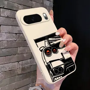 Rounded Edge Phone Case for Google Pixel 10 9 8 7 Pro A XL Racing Glow Pattern Anti-Scratch Shockproof Soft Liquid Silicone Protective Cover Smartphone Casing